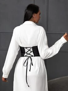 Chain Linked Mesh Underbust Corset - Black - View 2