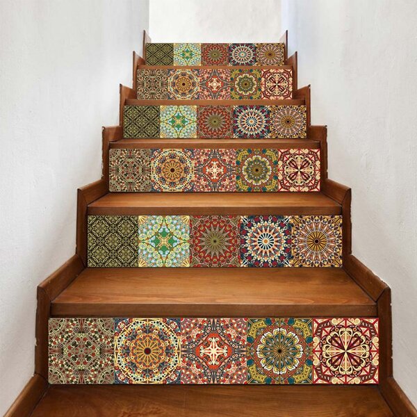 

6pcs Graphic Print Floor Sticker, Multicolor