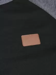 Manfinity Homme Men Colourblock Raglan Sleeve Patched Sweatshirt - Black - View 5