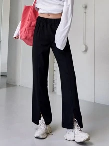 DAZY Quần viền xẻ liền - màu đen - Xem 1