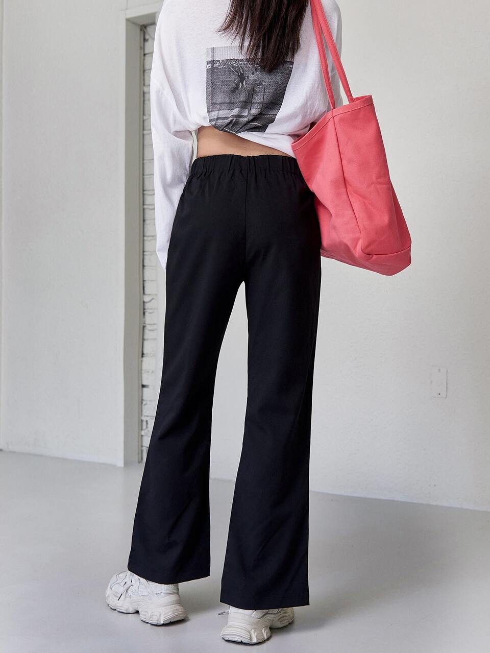 Solid Split Hem Pants