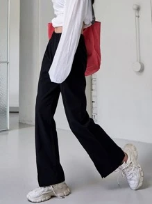 DAZY Quần viền xẻ liền - màu đen - Xem 6