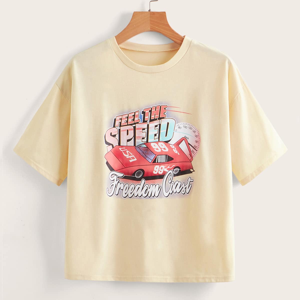 

Letter Car Graphic Tee, Beige