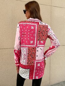 Scarf Print Blouse - Multicolor - View 2