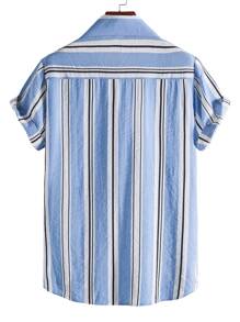 Manfinity Homme Camisa A Rayas Para Hombres Con Botones De Ajuste Holgado