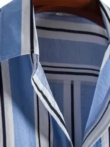 Manfinity Homme Camisa A Rayas Para Hombres Con Botones De Ajuste Holgado