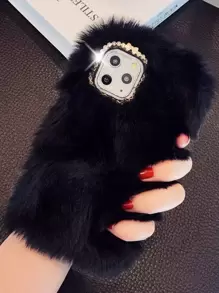 Rhinestone Decor Fluffy Case Compatible With IPhone Compatible With IPhone 11,IPhone 13,IPhone 14 Pro Max