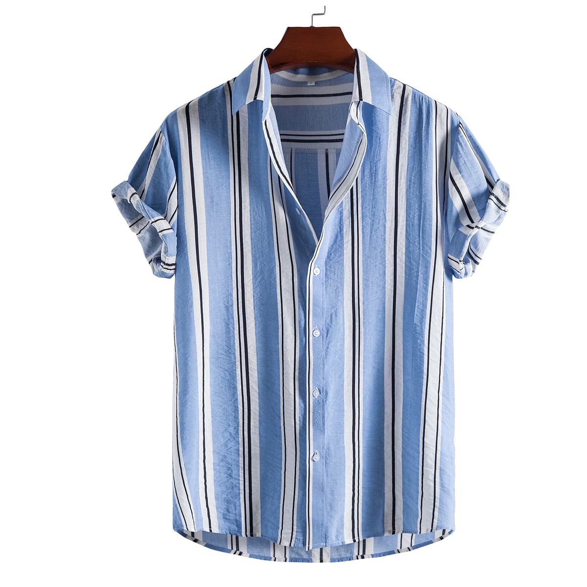 

Guys Striped Button Up Shirt, Blue