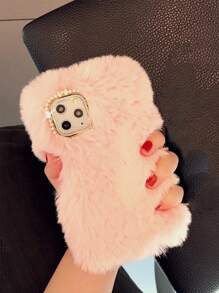 Đồ trang trí Rhinestone lông tơ Ốp tương thích với iPhone Tương thích với iPhone 11 , iPhone 13 , iPhone 14 - Hồng - Xem 2