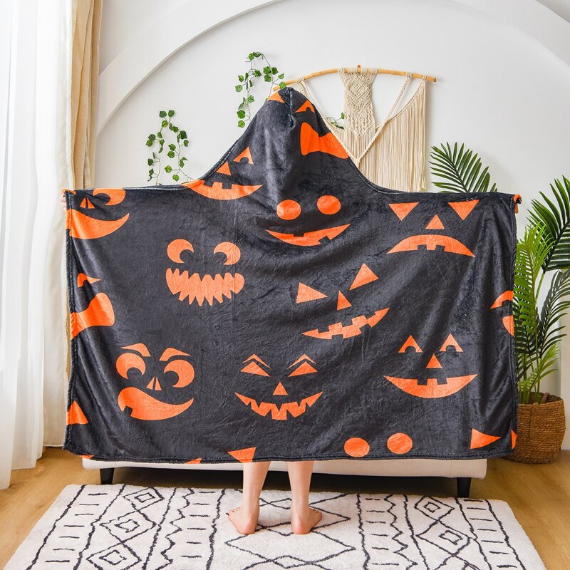 

Halloween Pumpkin Print Flannel Blanket, Multicolor