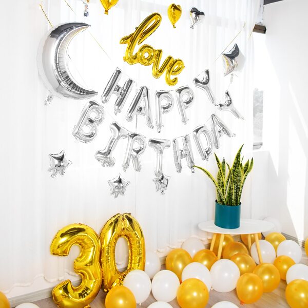 

55pcs Birthday Decorative Balloon, Multicolor
