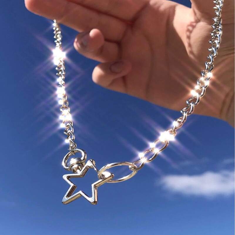 

Star Decor Chain Necklace, Silver