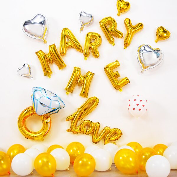 

34pcs Propose Party Decorative Balloon, Multicolor