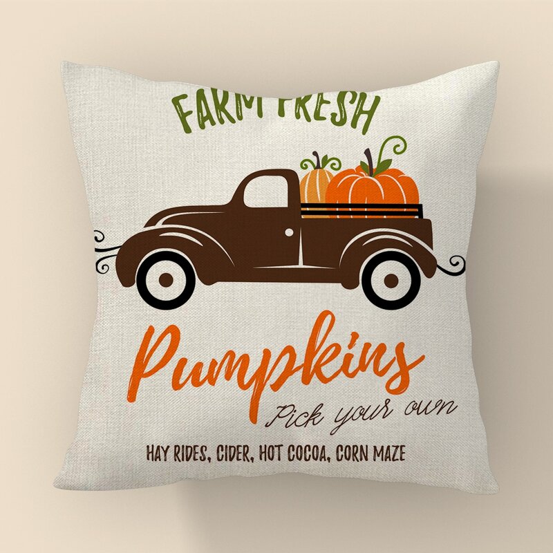 

Pumpkin Print Cushion Cover Without Filler, Multicolor