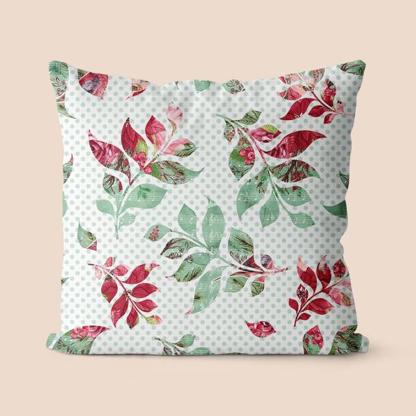 

Leaf Print Cushion Cover Without Filler, Multicolor