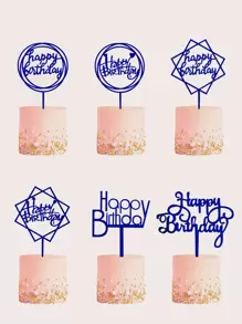 6 cái Ngẫu nhiên Ánh sáng Màu hồng Trang trí bánh , Bánh Đồ trang trí , Bánh , Tiệc sinh nhật Trang trí bánh , Vui vẻ Sinh nhật Trang trí bánh - Màu xanh lam - Xem 1