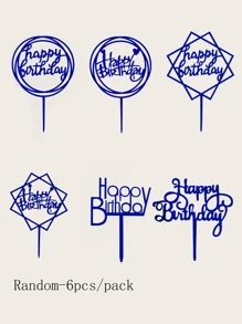 6 cái Ngẫu nhiên Ánh sáng Màu hồng Trang trí bánh , Bánh Đồ trang trí , Bánh , Tiệc sinh nhật Trang trí bánh , Vui vẻ Sinh nhật Trang trí bánh - Màu xanh lam - Xem 2