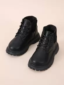 1 đôi bốt thường ngày phong cách tối giản có khóa kéo phía trước cho bé - màu đen - Xem 2
