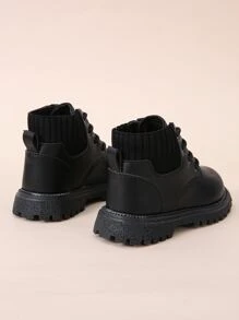 1 đôi bốt thường ngày phong cách tối giản có khóa kéo phía trước cho bé - màu đen - Xem 4