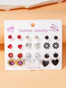 12 cặp Ngọc trai Giả Bông tai stud - Nhiều màu - Xem 1