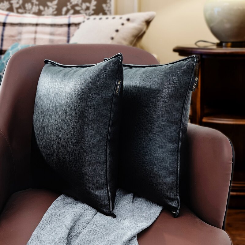 

2pcs PU Cushion Cover Without Filler, Black