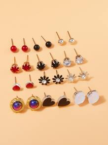 12 cặp Ngọc trai Giả Bông tai stud - Nhiều màu - Xem 2