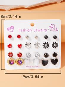 12 cặp Ngọc trai Giả Bông tai stud - Nhiều màu - Xem 3