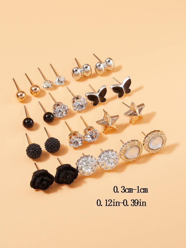 12 cặp Bướm & Bông tai Trang trí Ngôi sao - Nhiều màu - Xem 3