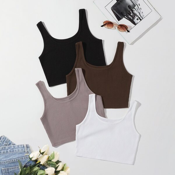 

Solid Rib-Knit Tank Top, Multicolor