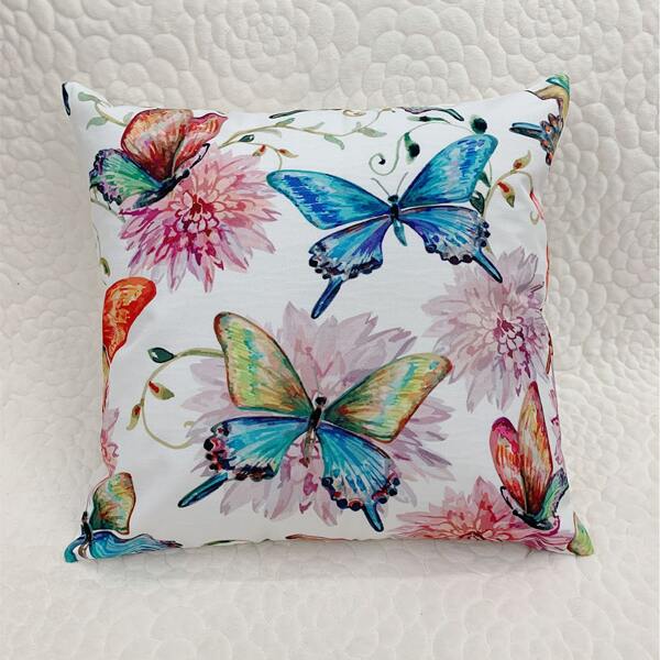 

Water Resistant Butterfly Print Cushion Cover Without Filler, Multicolor