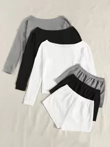 Bộ giản dị Gân đan màu trơn Giải trí - Nhiều màu - Xem 2