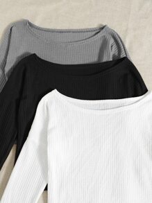 Bộ giản dị Gân đan màu trơn Giải trí - Nhiều màu - Xem 3