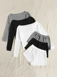 Bộ giản dị Gân đan màu trơn Giải trí - Nhiều màu - Xem 5