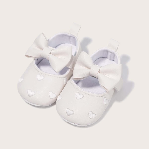 

Baby Embroidery Heart Mary Jane Flats, White