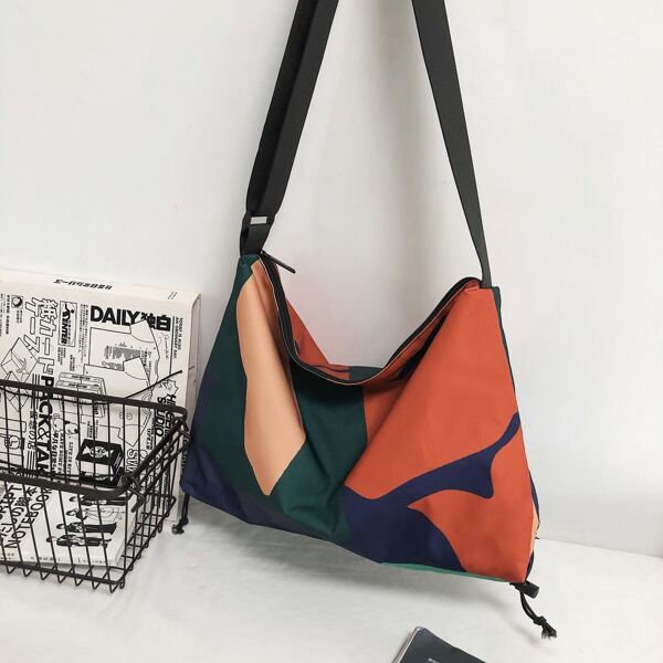 

Colorblock Drawstring Crossbody Bag, Multicolor
