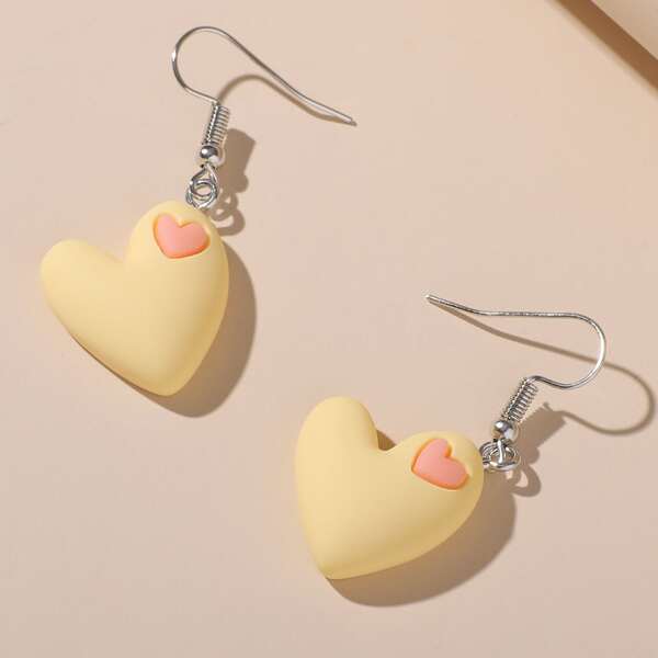 

Heart Drop Earrings, Yellow