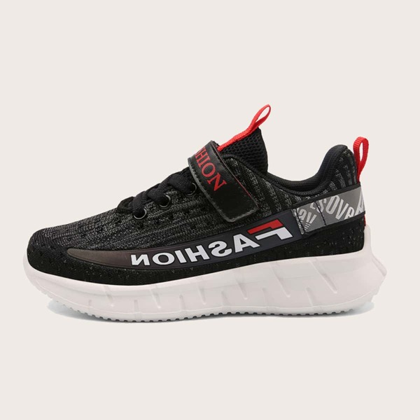 

Boys Letter Graphic Velcro Strap Sneakers, Black