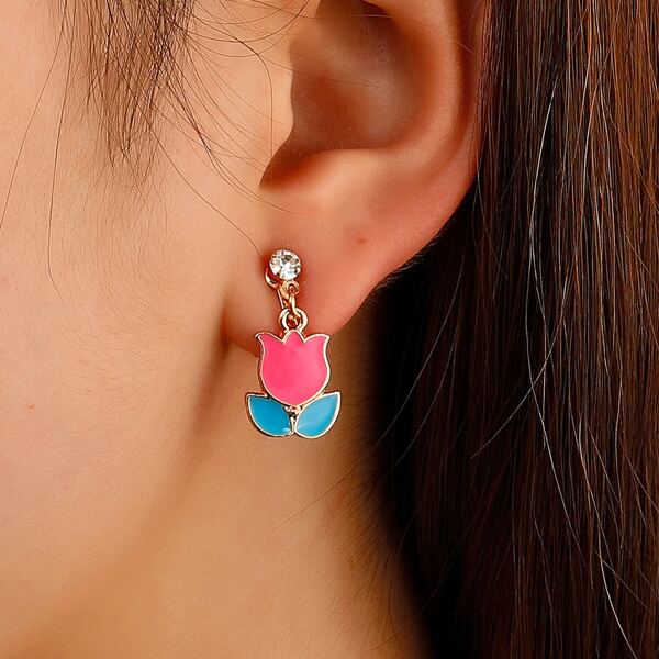 

Flower Decor Earrings, Multicolor
