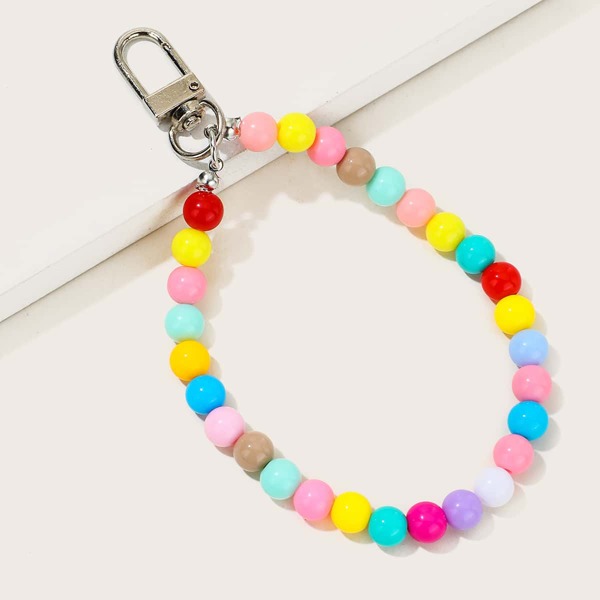 

String Bead Design Bag Charm, Multicolor