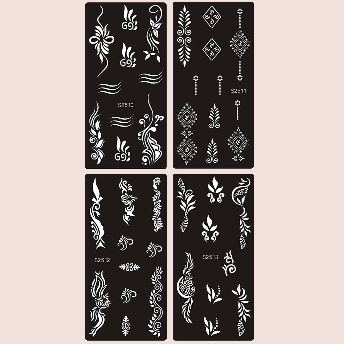 

4sheets Geometric Pattern Tattoo Stencil, Black
