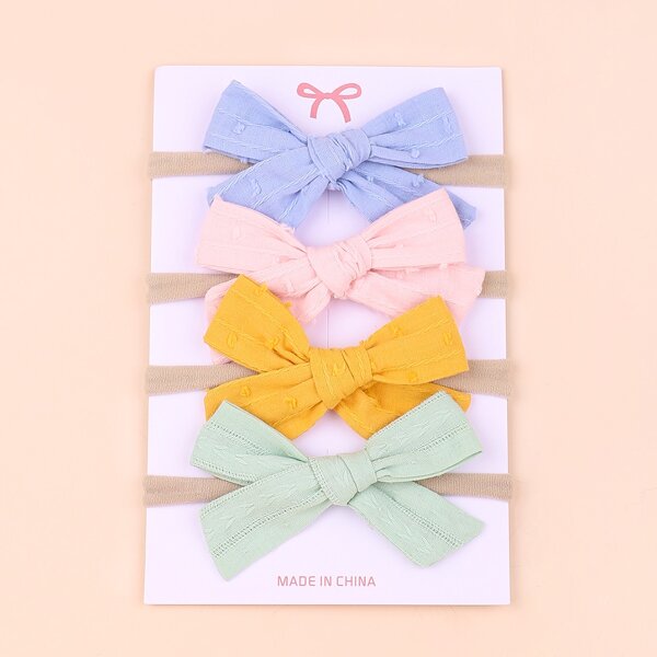 

4pcs Baby Bow Decor Hair Clip, Multicolor