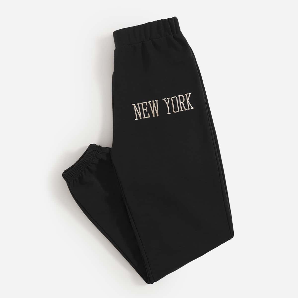 

Letter Graphic Sweatpants, Black