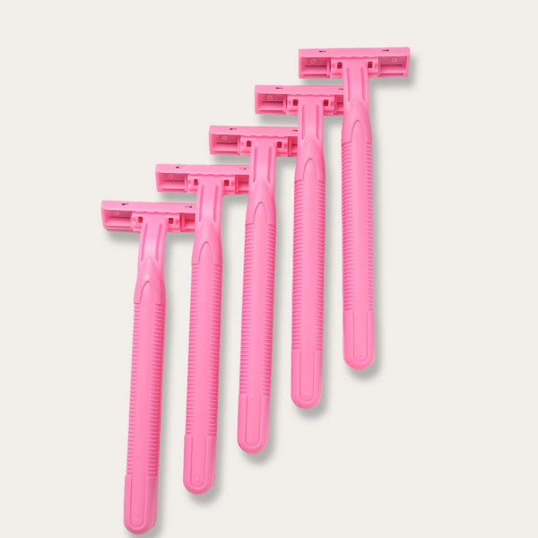 

5pcs Stainless Steel Hair Removal Shaving Knife, Pink