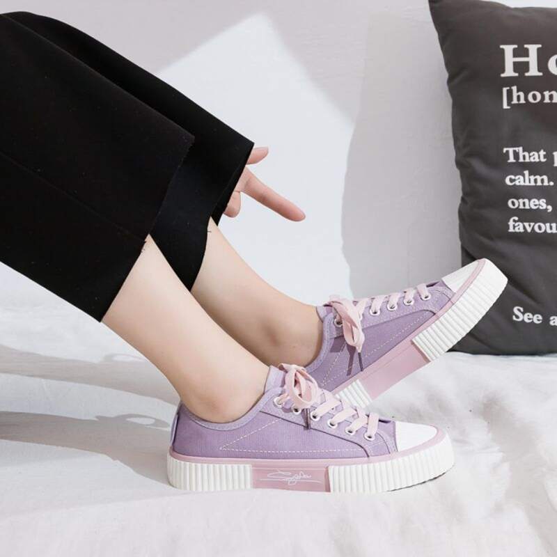 

Lace-up Front Canvas Shoes, Purple