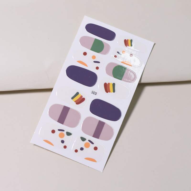 

1sheet Color Block Nail Art Sticker & 1pc Nail File, Multicolor