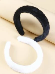 2pcs Solid Fuzzy Headband - Multicolor - View 2