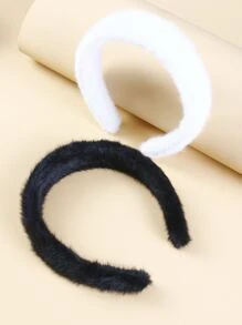 2pcs Solid Fuzzy Headband - Multicolor - View 3