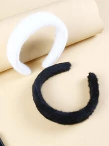 2pcs Solid Fuzzy Headband - Multicolor - View 4
