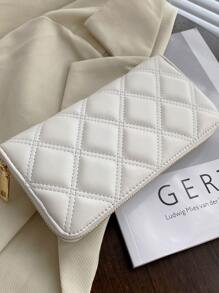 Quilted Embossed Studded Detail Slim Portable Cash White-Collar Workers For Female College Work Business Commute Office For Anniversary For Couple For Birthday Gift On Valentine Day Gift Gift For Women Wallet Purse Wallet Long Wallet