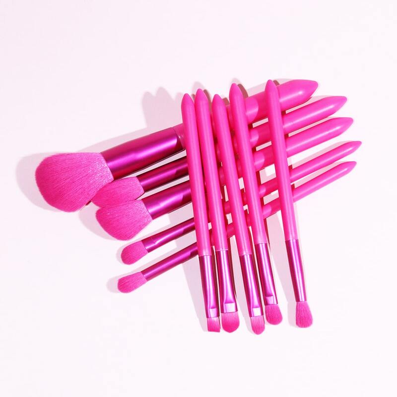 

10pcs Makeup Brush Set, Hot pink